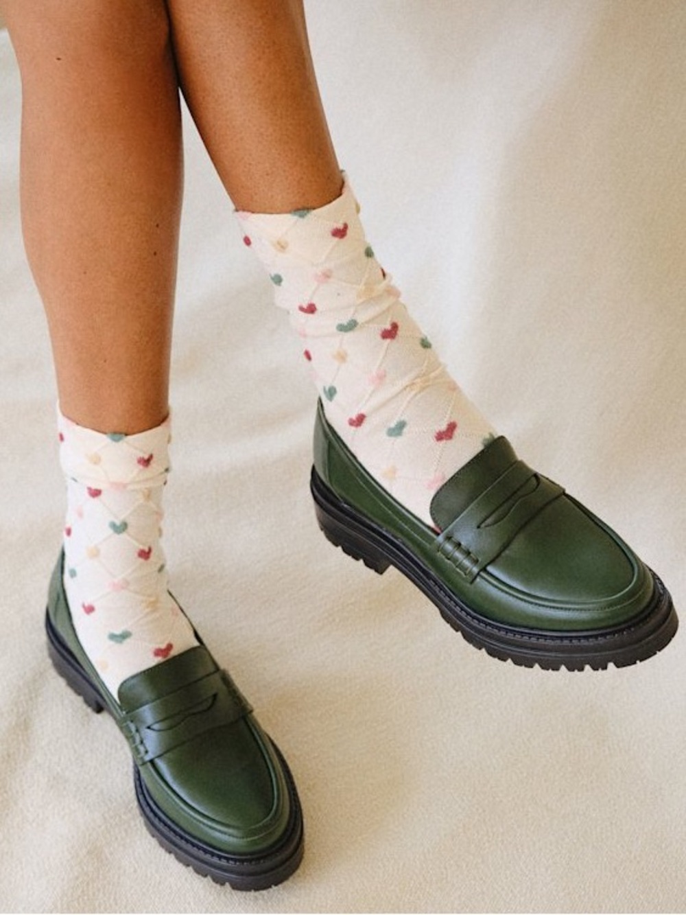 Sézane Albane Loafers in Smooth Green Leather FR 37 / US 6 - Picture 2 of 7